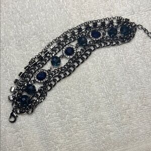 Simply Vera Wang Multi-strand Blue and‎ Silver Tone Chain Bracelet